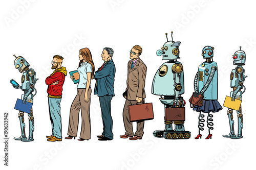 The set of all people. Woman man robot hipster businessman