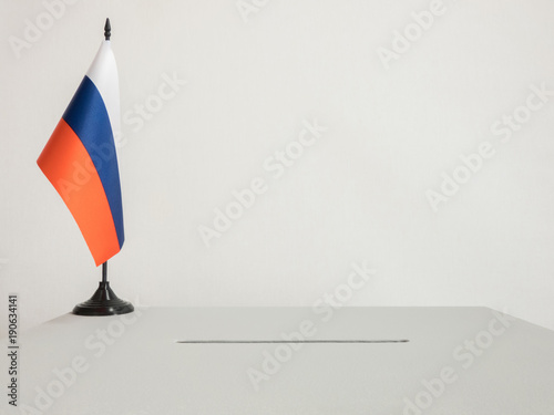 Ballot box with national flag of Russia. Presidential election in 2018 photo