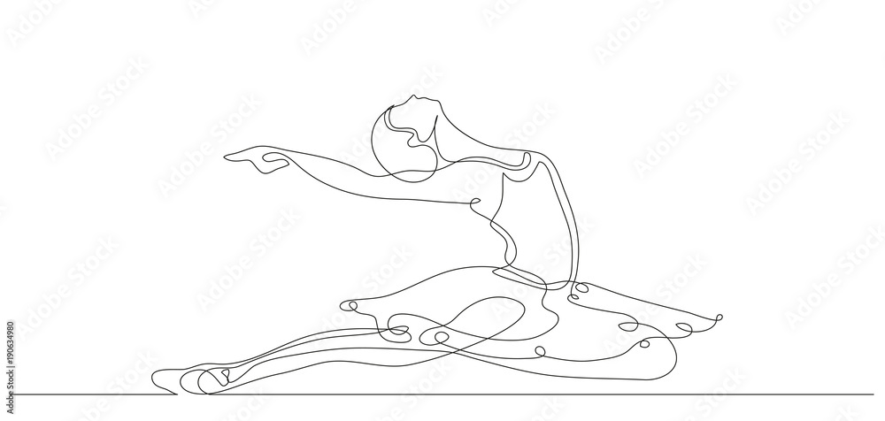 Fototapeta premium Continuous line drawing. Illustration shows a Ballerina in motion. Art. Ballet. Vector illustration