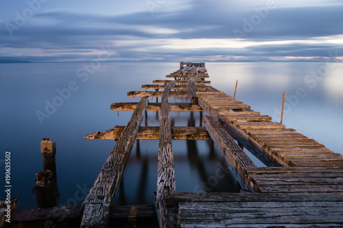 Long exposure of the old dock of the Costanera in Punta arenas, Chile. photo