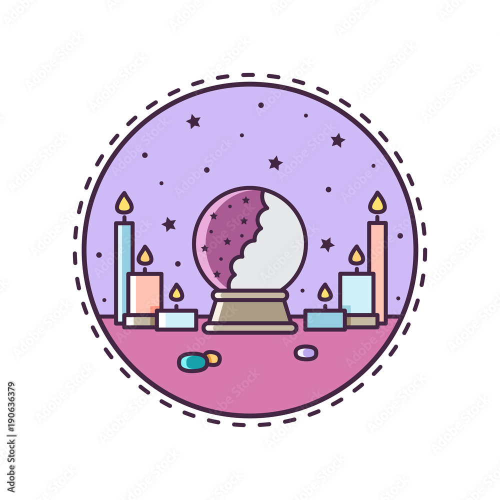 Obraz premium Crystal ball. Vector illustration.