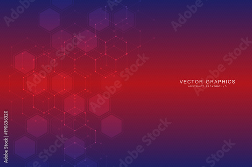 Abstract technological and scientific background with hexagons. Structure molecule and communication. Science, technology and medical concept. Vector illustration.