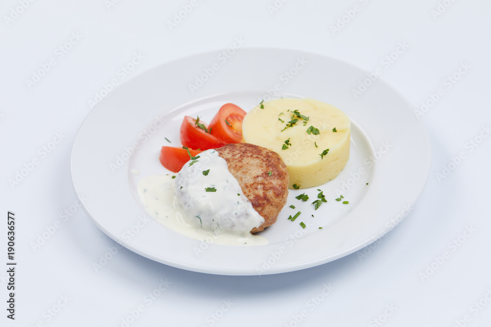 mashed potato with cutlet mashed potato with cutlet