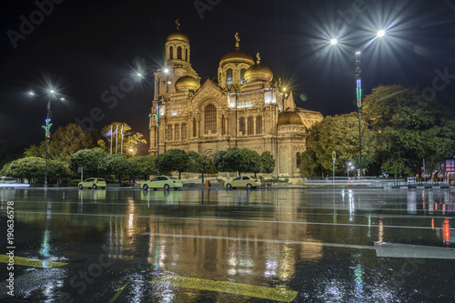 cathedral Varna by rainy night