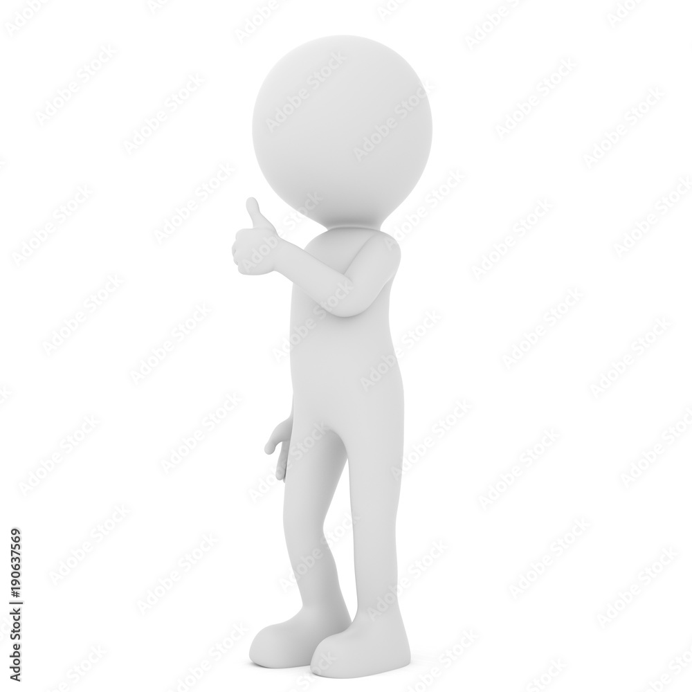 Man showing positive thumb up - human people character. 3D rendering Man showing positive thumb up - human people character. 3D rendering