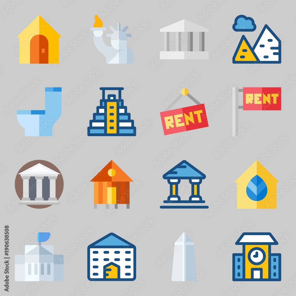 Icons set about Construction. with real estate, white house and monumental