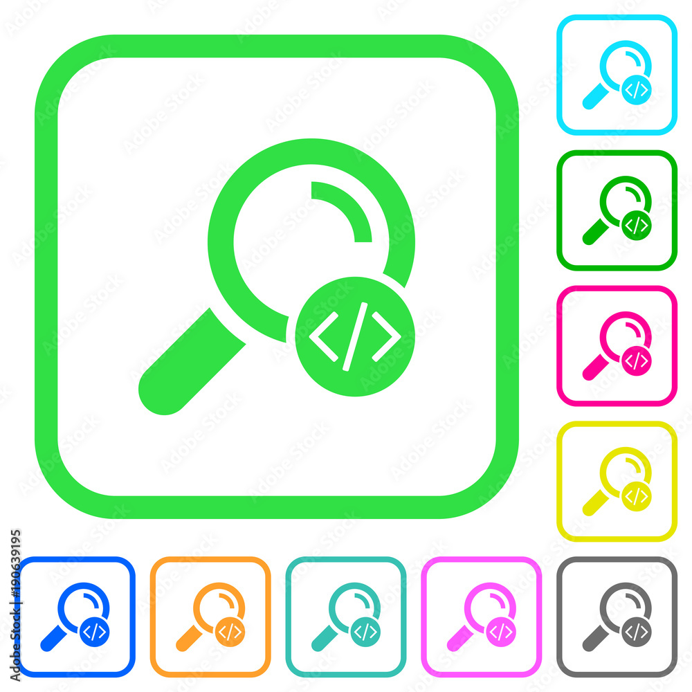 Search programming code vivid colored flat icons Search programming code vivid colored flat icons