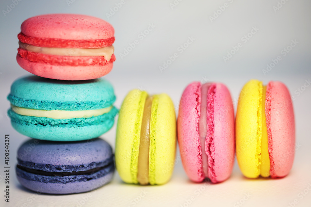 Fototapeta premium Beautiful colorful macaroons food photo