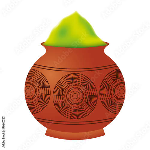 powder color mud pot and mandala vector illustration