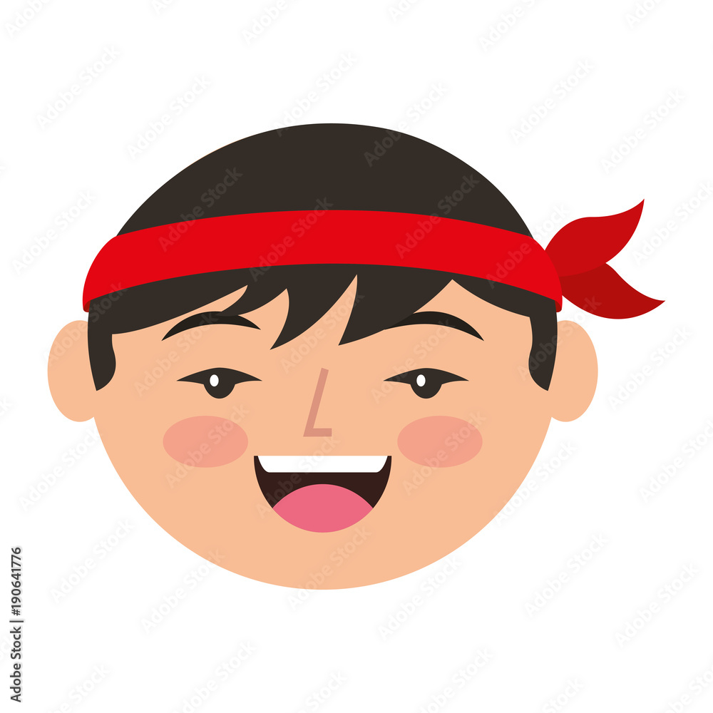 cartoon face cartoon happy chinese man vector illustration