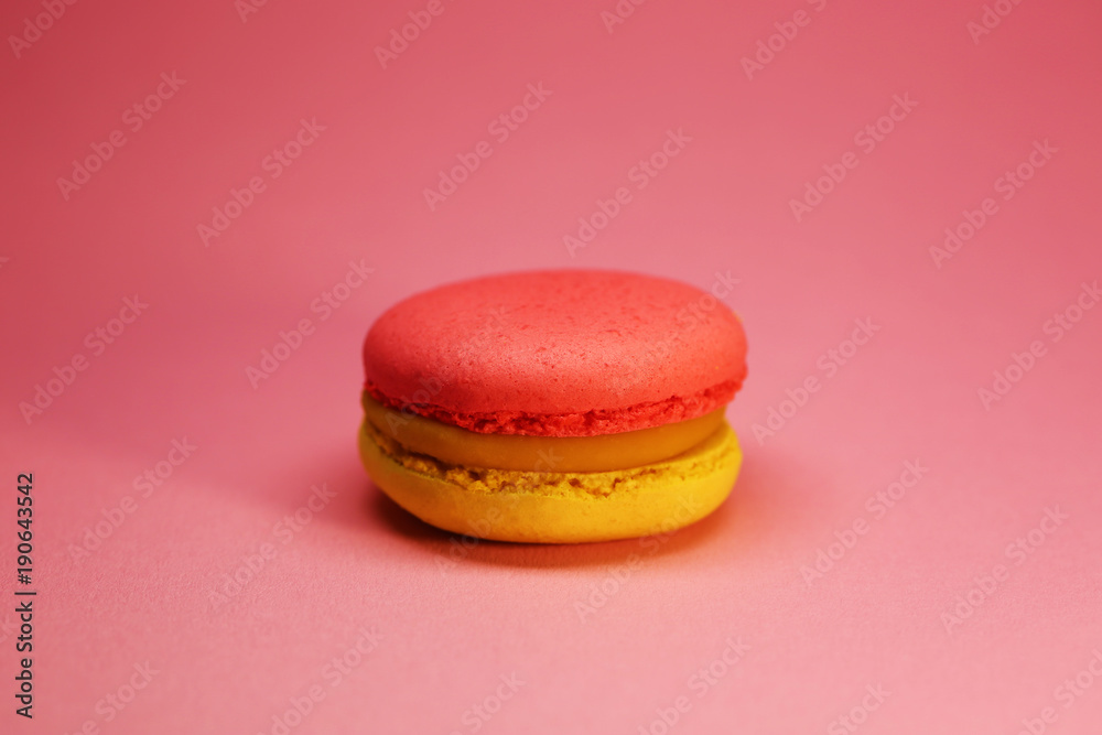 Bright food photography of macroons on pink background Bright food photography of macroons on pink background