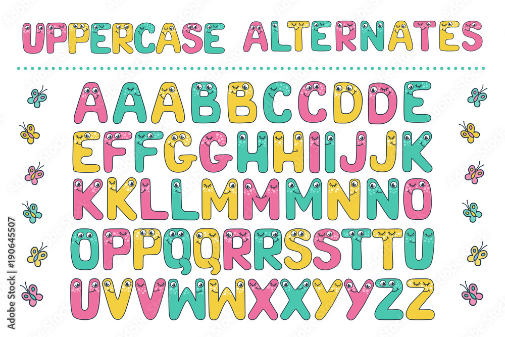 Big set of cute letters fom Kids alphabet Big set of cute letters fom Kids alphabet