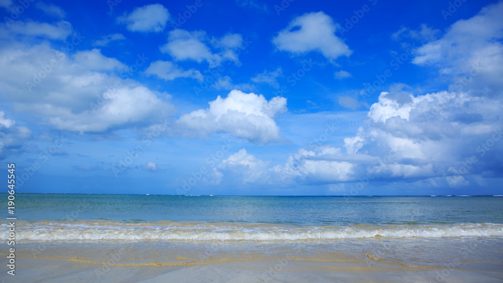 Tropical sea and blue sky background.
