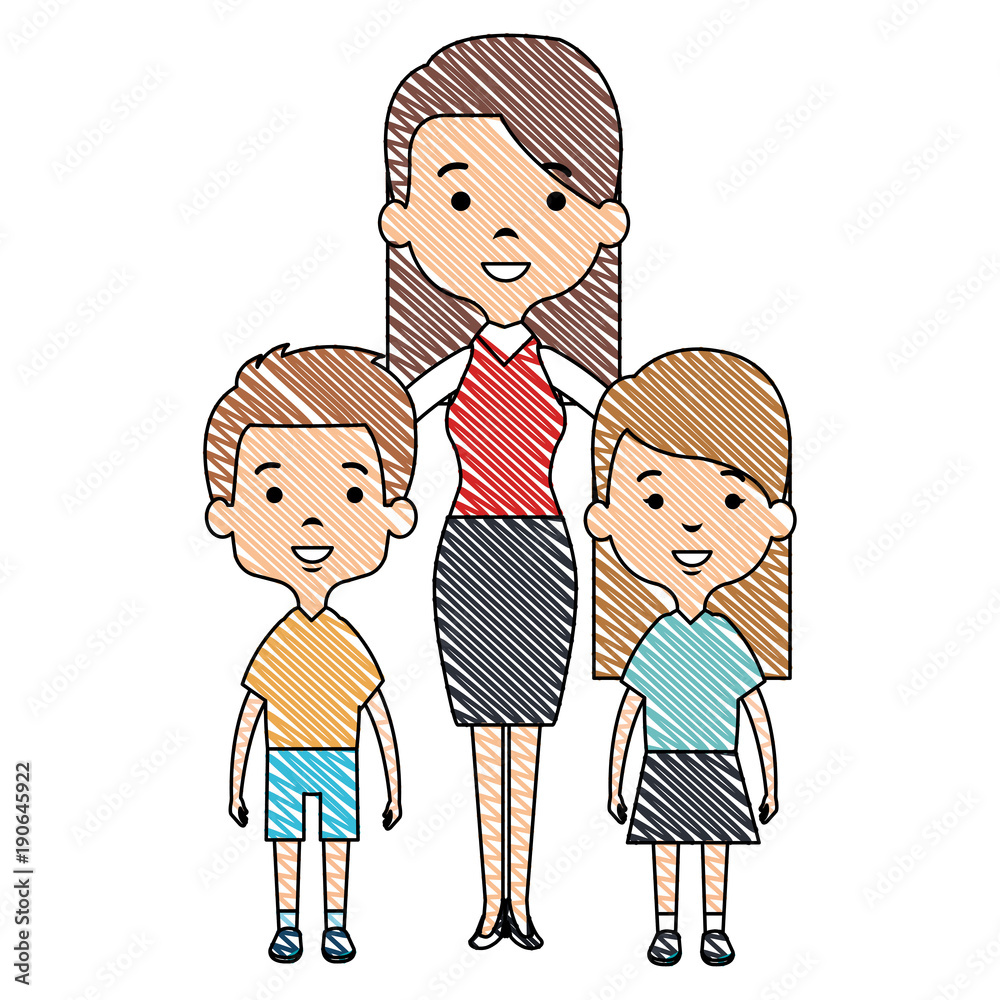 cute mother avatar character with kids vector illustration design cute mother avatar character with kids vector illustration design