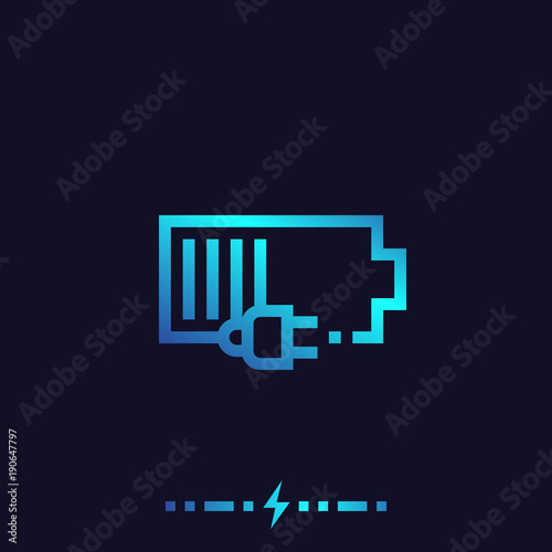 battery charging vector icon, linear