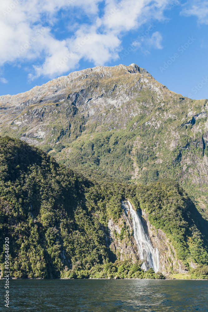 Bowen Falls. Milford Sound. Fiordland national park, South island, New Zealand