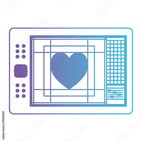 digitizer tablet pen touch tech digital heart design screen vector illustration
