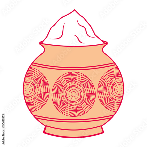 powder color mud pot and mandala vector illustration