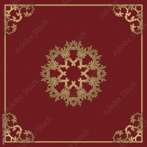 Vintage gold background, vector square ornamental frame with place for text. Can be used for documents, book cover, album, menu, poster, certificate.