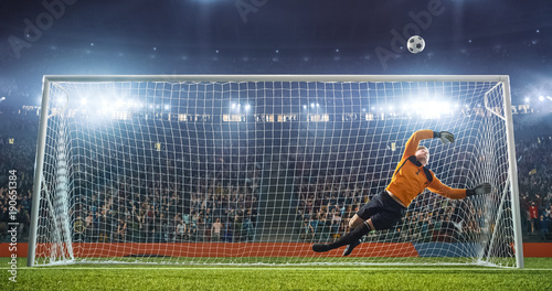 Soccer goalkeeper in action on the stadium © haizon