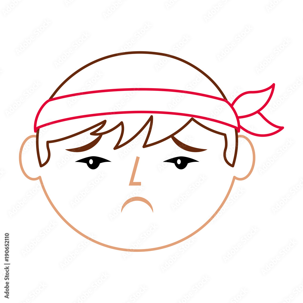 cartoon sad face chinese man vector illustration line color design cartoon sad face chinese man vector illustration line color design