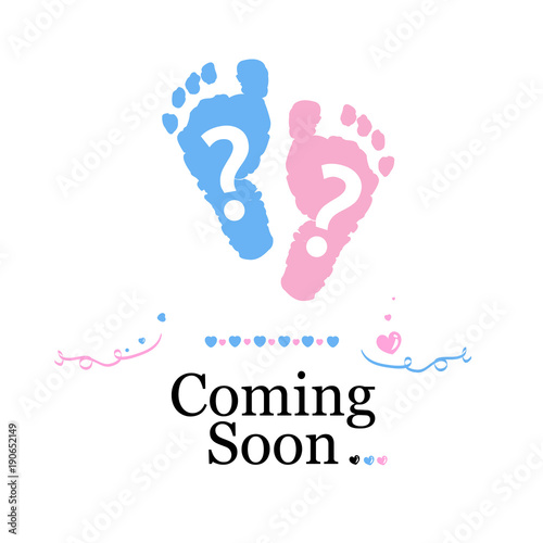 Coming soon baby. Baby gender reveal symbol. Girl, boy, twin baby symbol