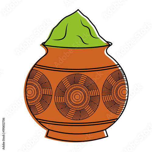 powder color mud pot and mandala vector illustration