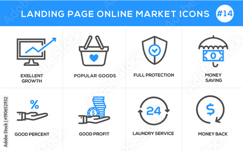 Flat line design concept icons for online shopping, website banner and landing page