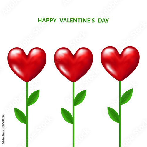 Red   flowers in the shape of hearts  for  Valentines day.