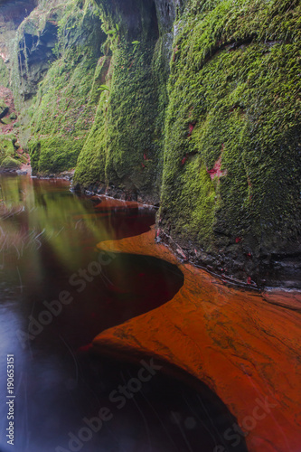 River-carved bedrock, Finnich Glen, Scotland photo