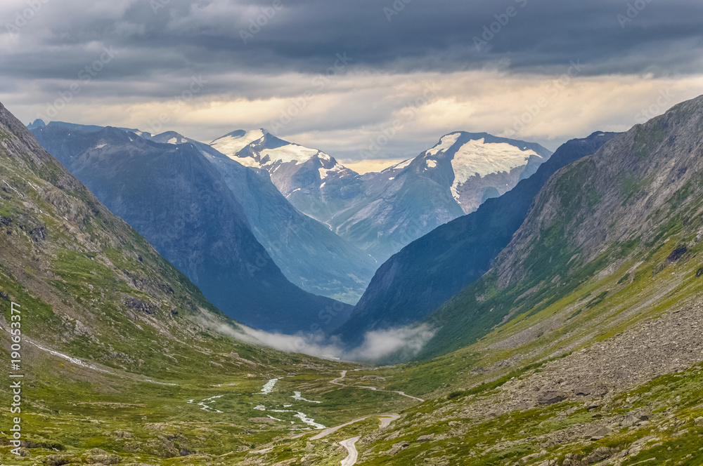 Beautiful scenic view of fjords and mountains in Norway