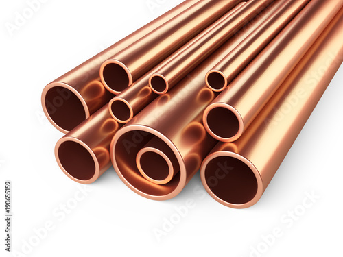 Copper pipes profile stack.