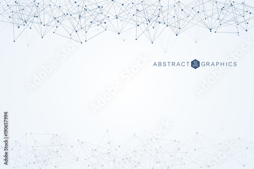 Geometric abstract background with connected line and dots. Structure molecule and communication. Big Data Visualization. Medical, technology, science background. Vector illustration. © pro500