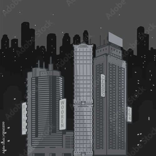Vector Illustration Urban Landscape At Night