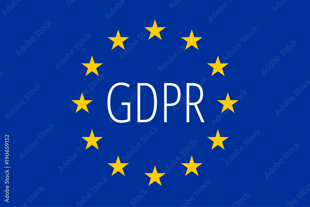 GDPR text inside the flag of European union. Regulation and protection of personal data. EPS10 vector.