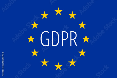 GDPR text inside the flag of European union. Regulation and protection of personal data. EPS10 vector.