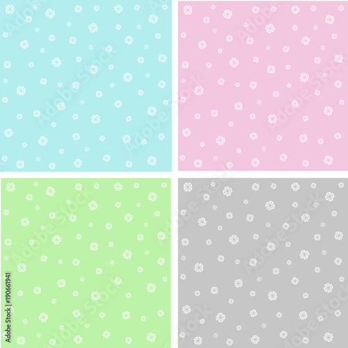Set of floral abstract seamless patterns
