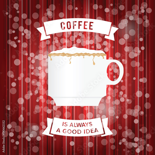 coffee poster with white cup illustration