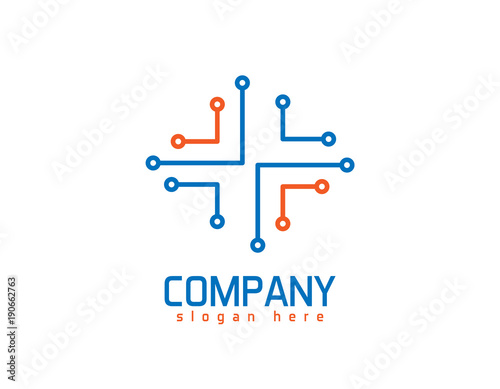 medical cross logo technology abstract