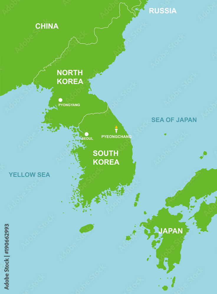 Pyeongchang / South korea and surrounding countries map