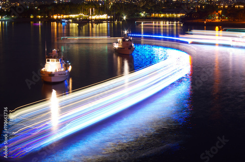 Boat light trails Mission Bay