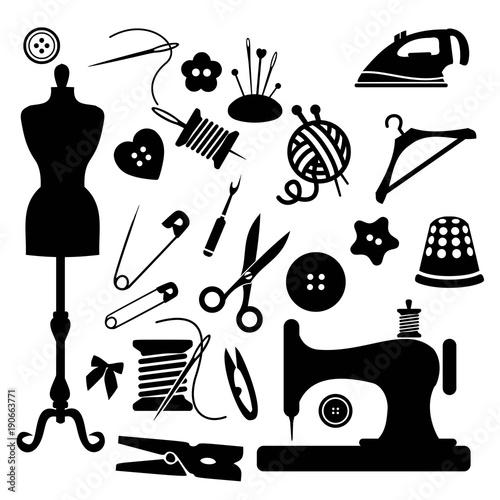 Sewing icon set vector