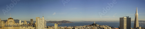 Panoramic aerial view to city and bay area in San Francisco.