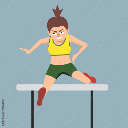 woman hurdler vector cartoon