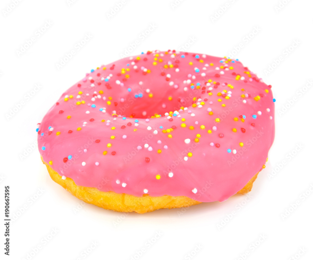 Donut with sprinkles isolated on white background