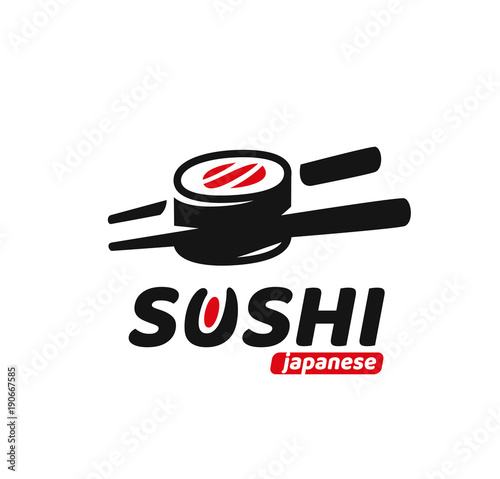 Chopsticks holding sushi roll.