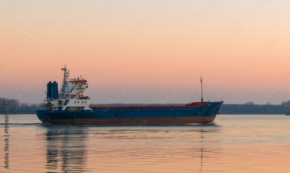 Fototapeta premium Ship on Danube River,Romania