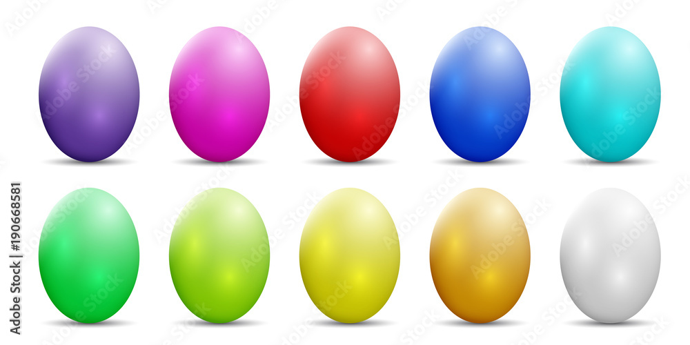 Colorful easter eggs vector graphic. Ostereier, Eier, Ostern, nebeneinander, farbig, bunt, gefärbte.
