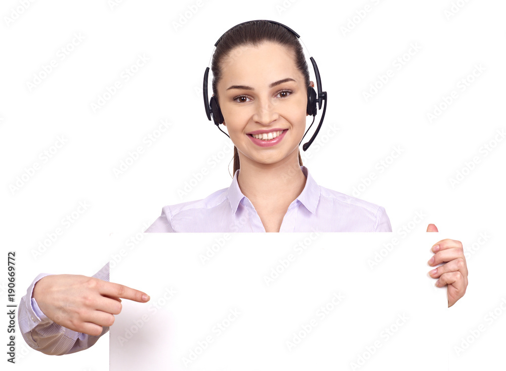 Woman with message board Woman with message board