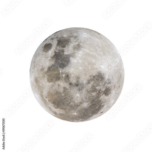 Full moon isolated with white background and clippling path, Thailand. photo